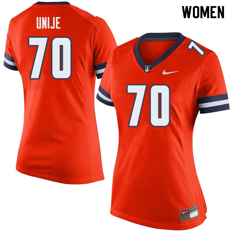 Women #70 Reuben Unije Illinois Fighting Illini College Football Jerseys Sale-Orange